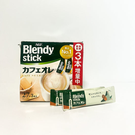 AGF Blendy Sticks Cafe au Lait Coffee with Milk 3 Sticks per Order